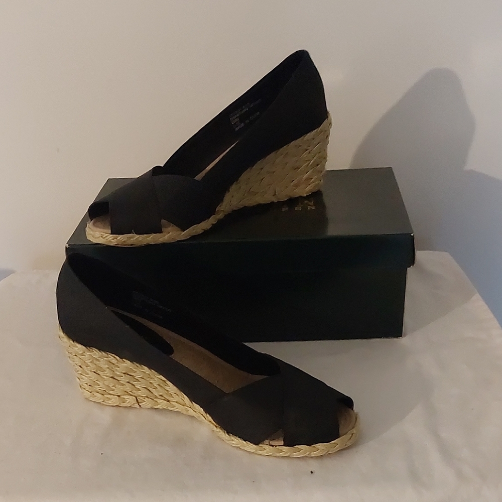 NWT Ralph Lauren Black Wedge Espadrilles